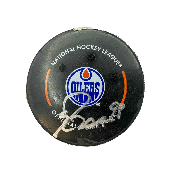 Ryan Nugent-Hopkins Edmonton Oilers Autographed Goal Puck - Oct. 14/2023 vs Vancouver Canucks #24138