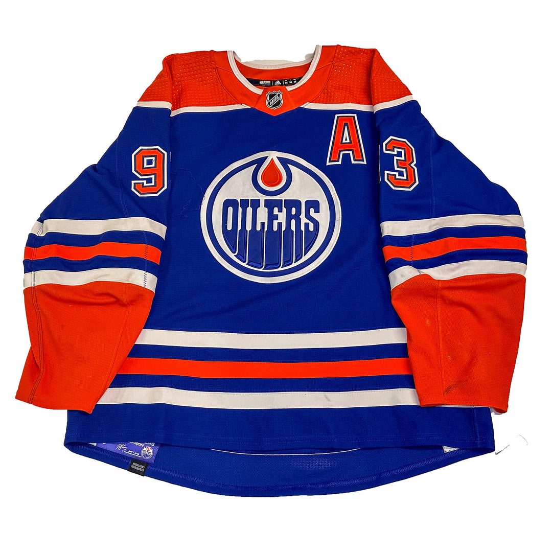 Ryan Nugent-Hopkins Edmonton Oilers Game Worn Jersey - 2023-24 Royal Blue Set #3 - B00457