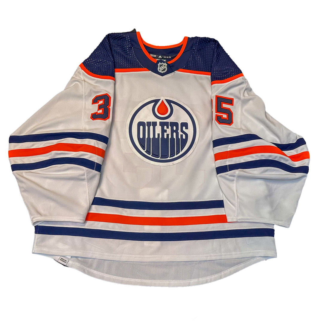 Olivier Rodrigue Edmonton Oilers Game Issued Jersey - 2021-22 White Set #1 - U05911