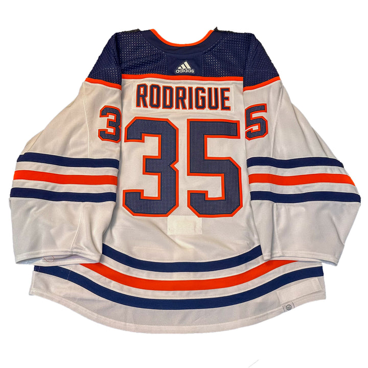 Olivier Rodrigue Edmonton Oilers Game Issued Jersey - 2021-22 White Set #1 - U05911