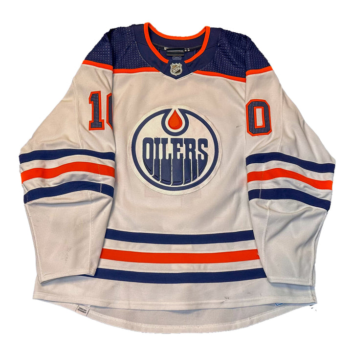 Derek Ryan Edmonton Oilers Game Worn Jersey - 2021-22 White Set #1 - U05738