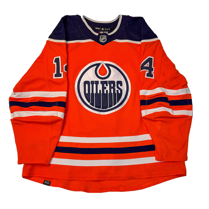 Devin Shore Edmonton Oilers Game Worn Jersey - 2021-22 Orange Set #2 - U05399