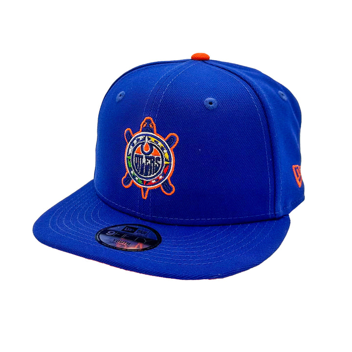 Edmonton Oilers Youth New Era Blue Turtle Island 9FIFTY Snapback Hat