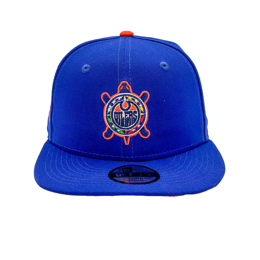 Edmonton Oilers Youth New Era Blue Turtle Island 9FIFTY Snapback Hat