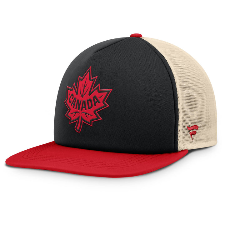 Team Canada 2025 4 Nations Face-Off Fanatics Black Foam Trucker Hat