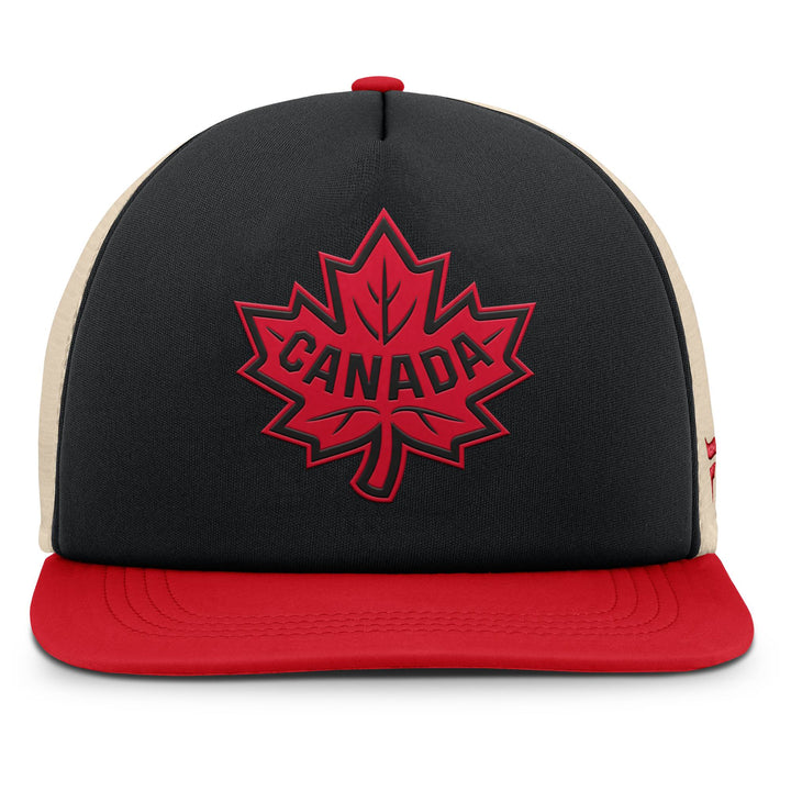 Team Canada 2025 4 Nations Face-Off Fanatics Black Foam Trucker Hat