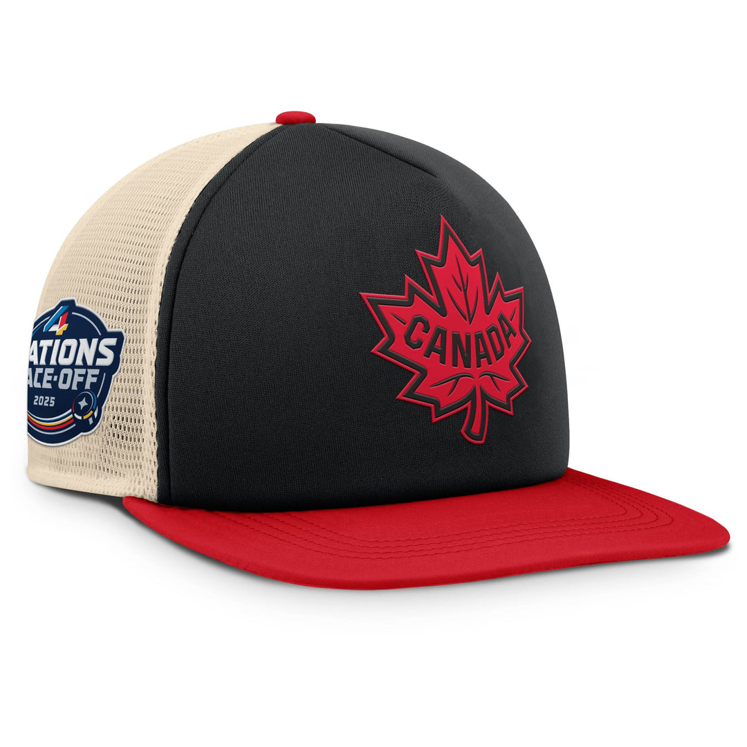 Team Canada 2025 4 Nations Face-Off Fanatics Black Foam Trucker Hat