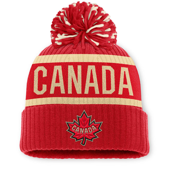 Team Canada 2025 4 Nations Face-Off Women's Fanatics Red Cuffed Knit Toque w/Pom