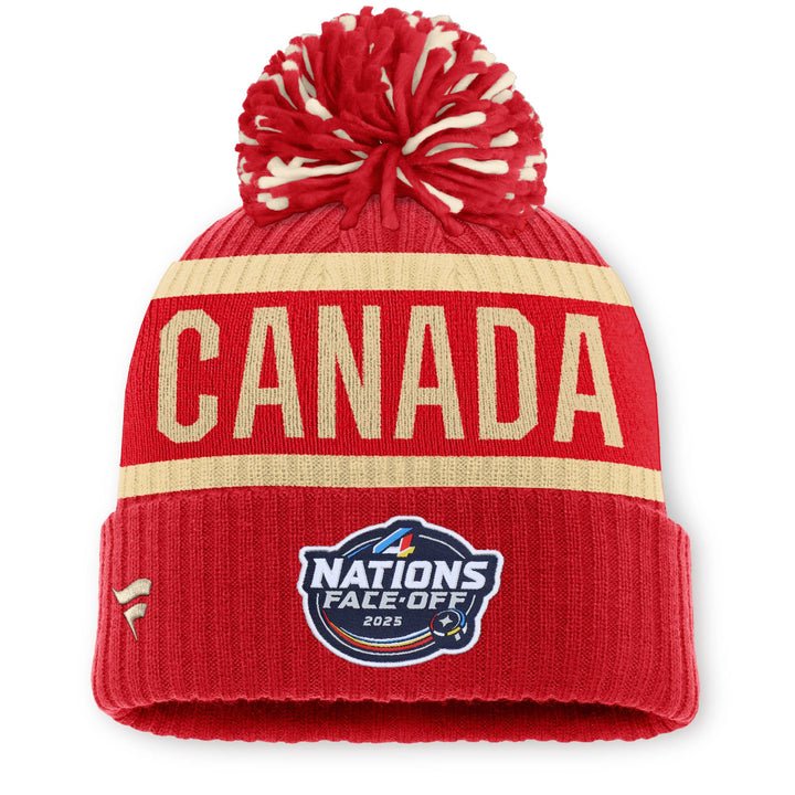 Team Canada 2025 4 Nations Face-Off Women's Fanatics Red Cuffed Knit Toque w/Pom