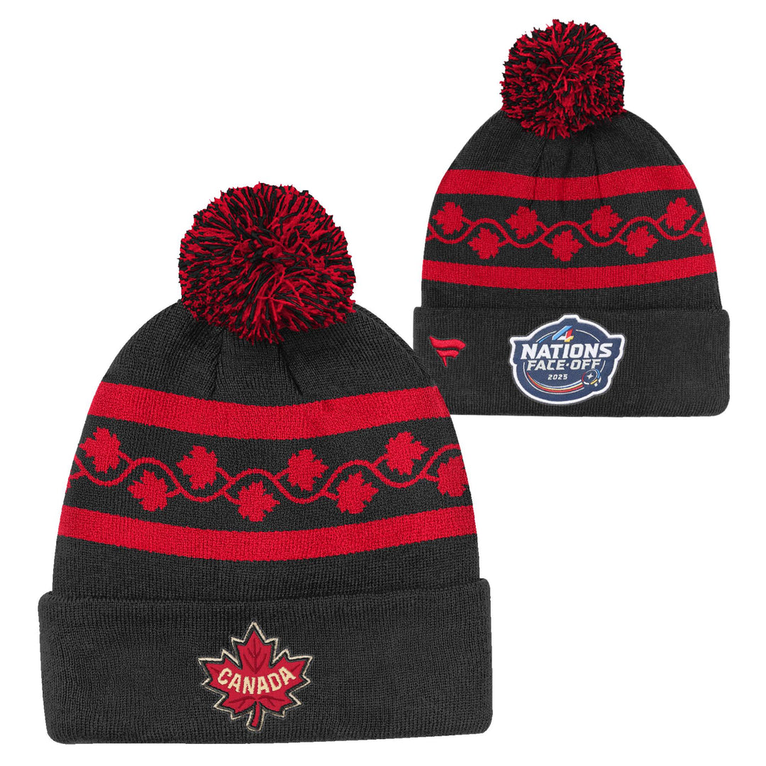 Team Canada 2025 4 Nations Face-Off Youth Outerstuff Black Knit Toque