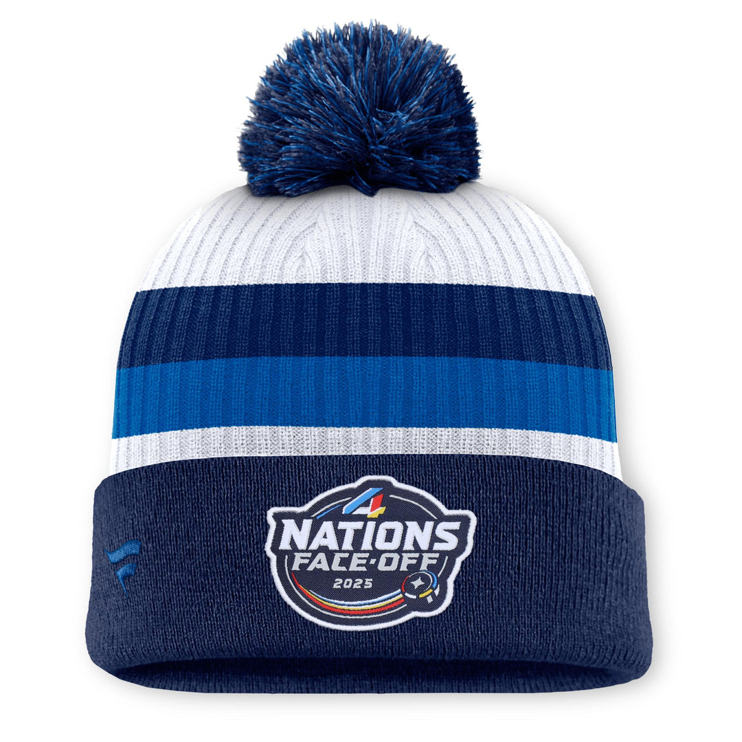 Team Finland 2025 4 Nations Face-Off Fanatics White Cuffed Knit Toque w/Pom