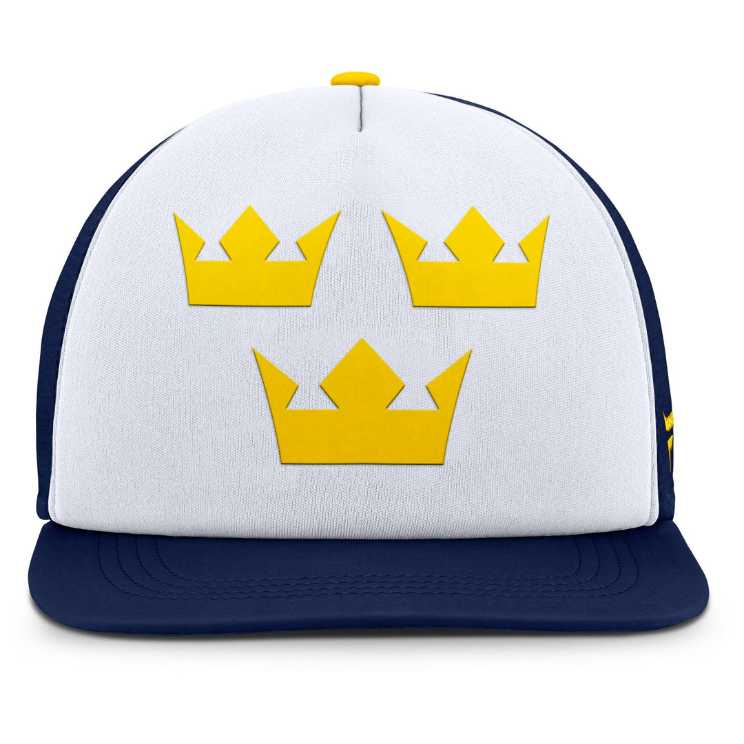 Team Sweden 2025 4 Nations Face-Off Fanatics Navy Foam Trucker Hat