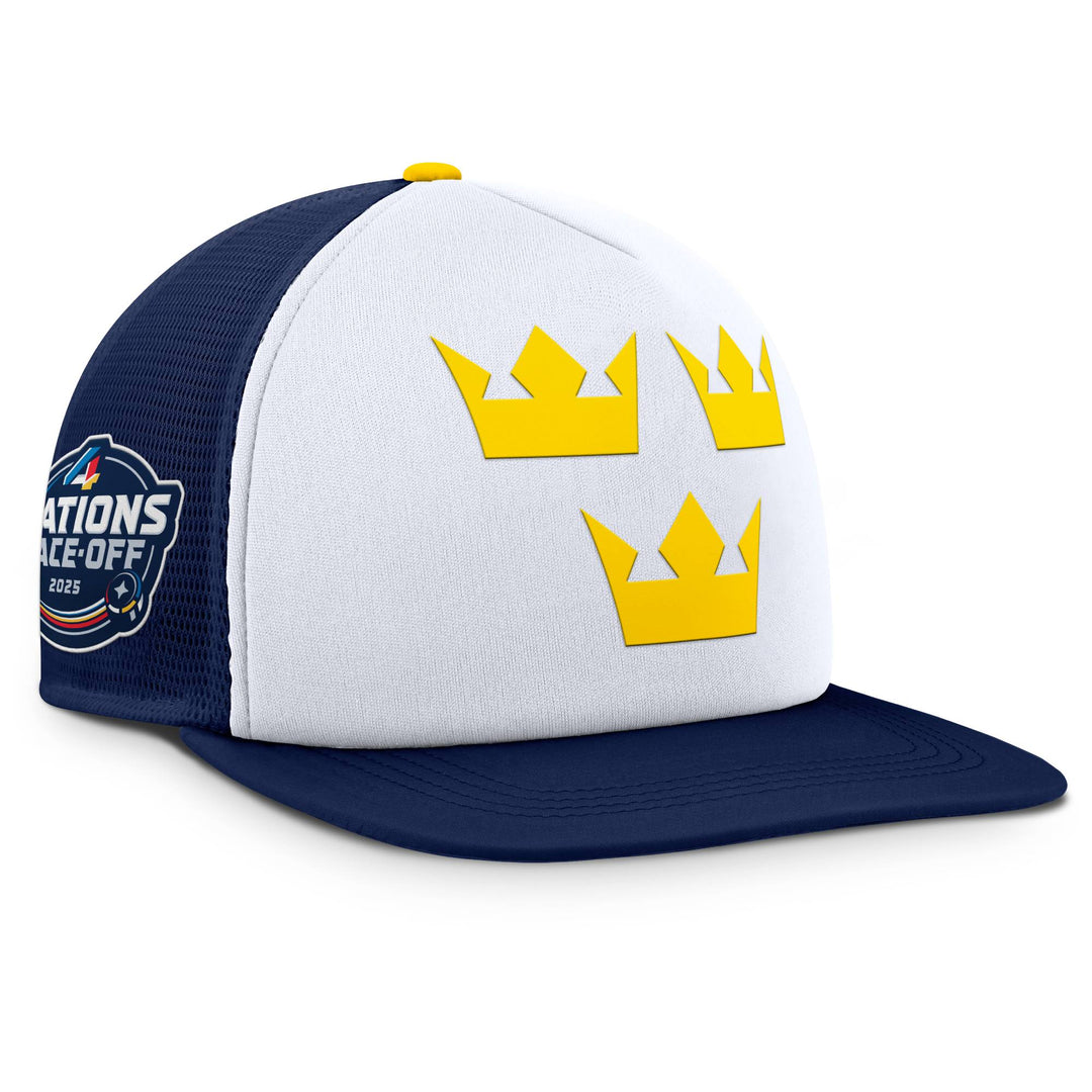 Team Sweden 2025 4 Nations Face-Off Fanatics Navy Foam Trucker Hat