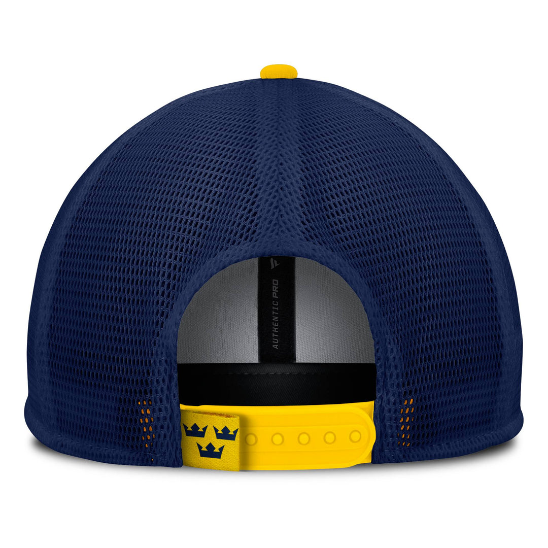 Team Sweden 2025 4 Nations Face-Off Fanatics Navy Foam Trucker Hat