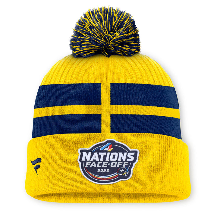 Team Sweden 2025 4 Nations Face-Off Fanatics Yellow Cuffed Knit Toque w/Pom