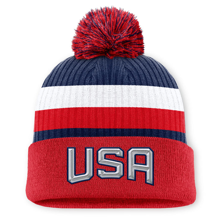 Team USA 2025 4 Nations Face-Off Fanatics Navy Cuffed Knit Toque w/Pom