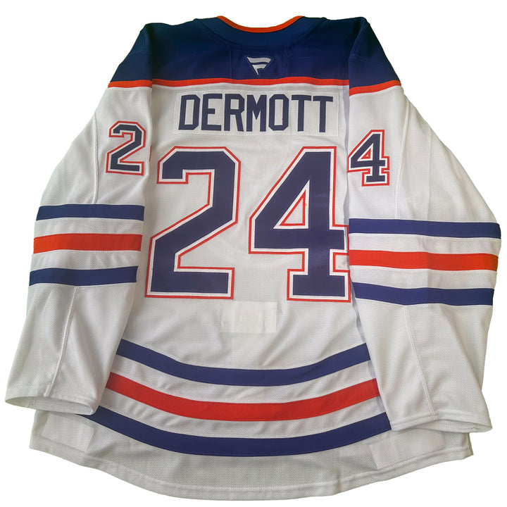 Travis Dermott Edmonton Oilers Game Worn Jersey - 2024-25 White Set #1 - C00175