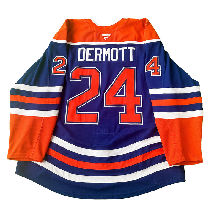 Travis Dermott Edmonton Oilers Game Worn Jersey - 2024-25 Royal Blue Set #1 - C00149