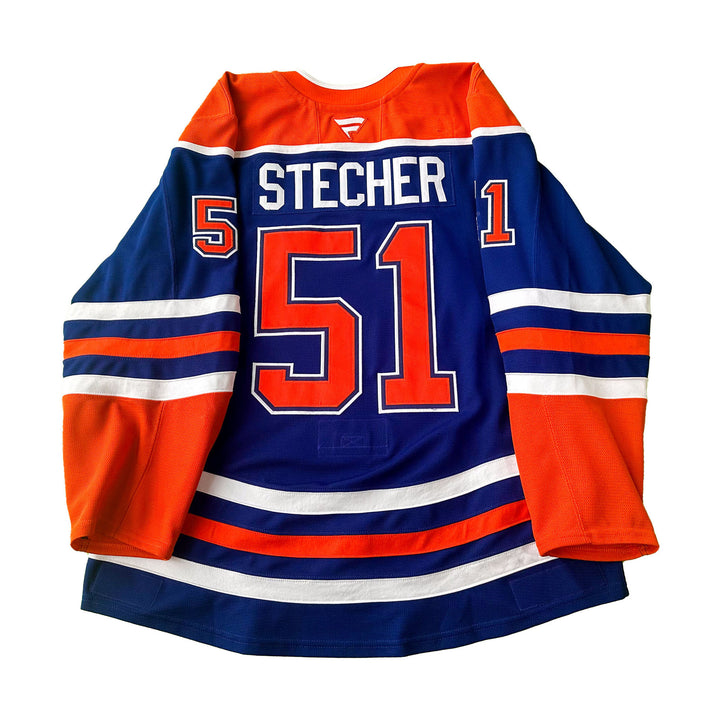 Troy Stecher Edmonton Oilers Game Worn Jersey - 2024-25 Royal Blue Set #1 - C00160