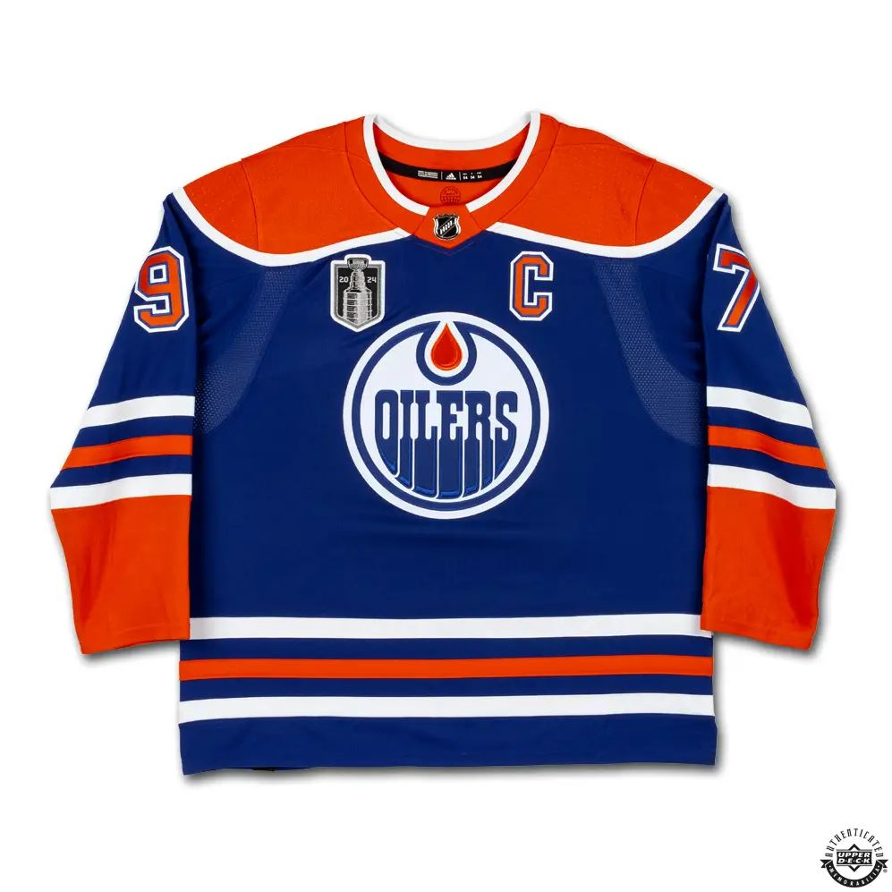 Connor McDavid Edmonton Oilers Signed Royal/Home (2022 - present) adidas Jersey w/ 2024 Stanley Cup Final Patch