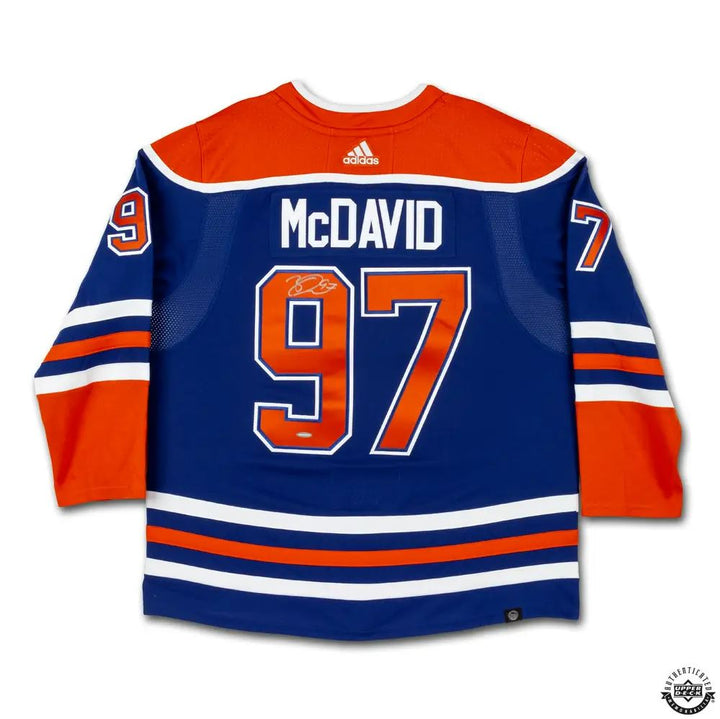 Connor McDavid Edmonton Oilers Signed Royal/Home (2022 - present) adidas Jersey w/ 2024 Stanley Cup Final Patch