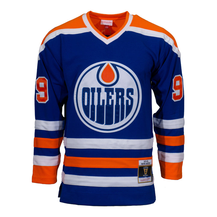 Wayne Gretzky Edmonton Oilers Mitchell & Ness 1979-80 Blue Line Retro Royal Jersey