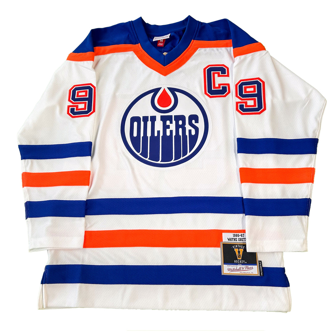 Wayne Gretzky Edmonton Oilers Mitchell & Ness 1986-87 Blue Line Retro White Jersey