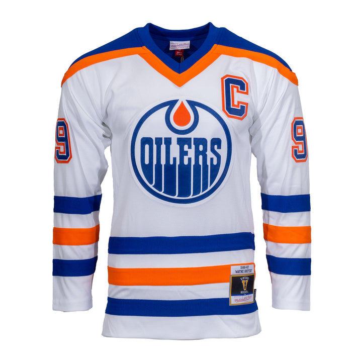 Wayne Gretzky Edmonton Oilers Mitchell & Ness 1986-87 Blue Line Retro White Jersey