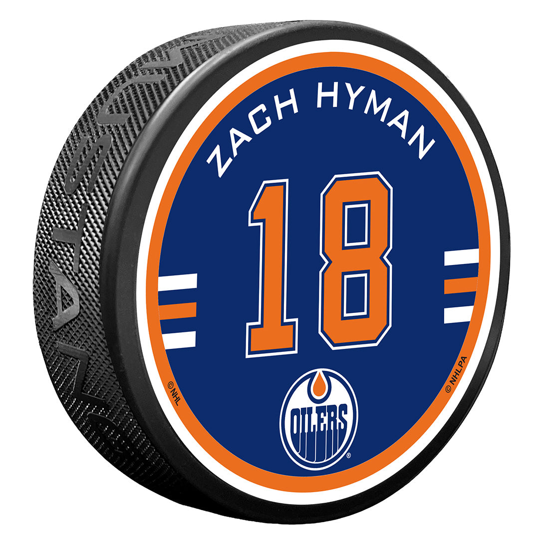 Zach Hyman Edmonton Oilers Textured Striped Puck