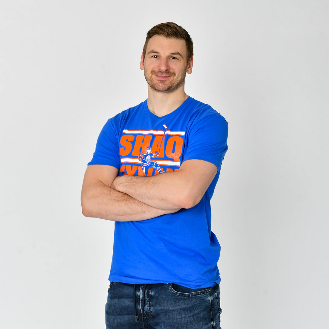 Zach Hyman Edmonton Oilers “SHAQ HYMAN” Blue T-Shirt