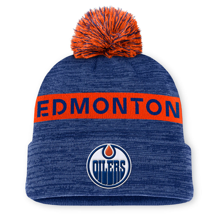 Edmonton Oilers 2024-25 Fanatics Authentic Pro Rink Blue Cuffed Toque W/ Pom