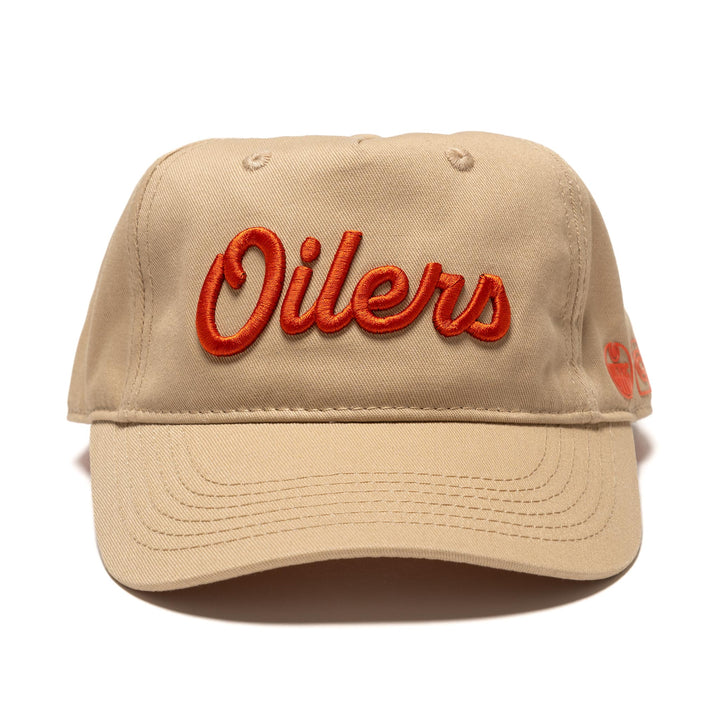 Edmonton Oilers Local Soft Goods Khaki Vintage Script Snapback Hat