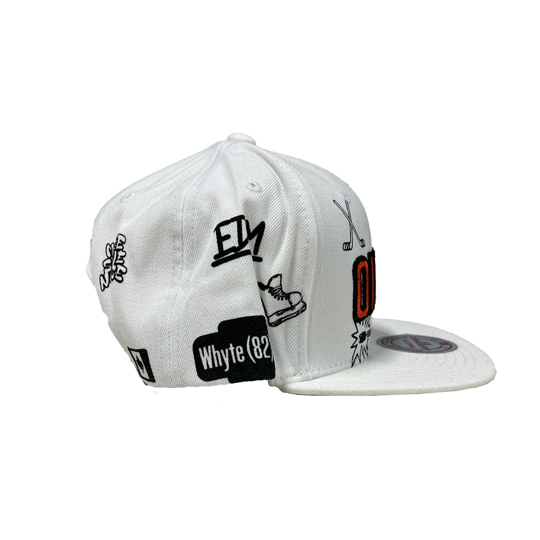 Edmonton Oilers Mitchell & Ness Doodles White Snapback Hat