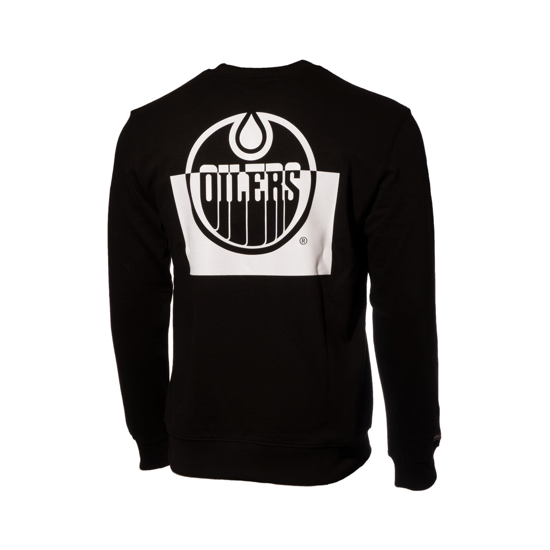 Edmonton Oilers Mitchell & Ness Half Block Black & White Crewneck Sweatshirt