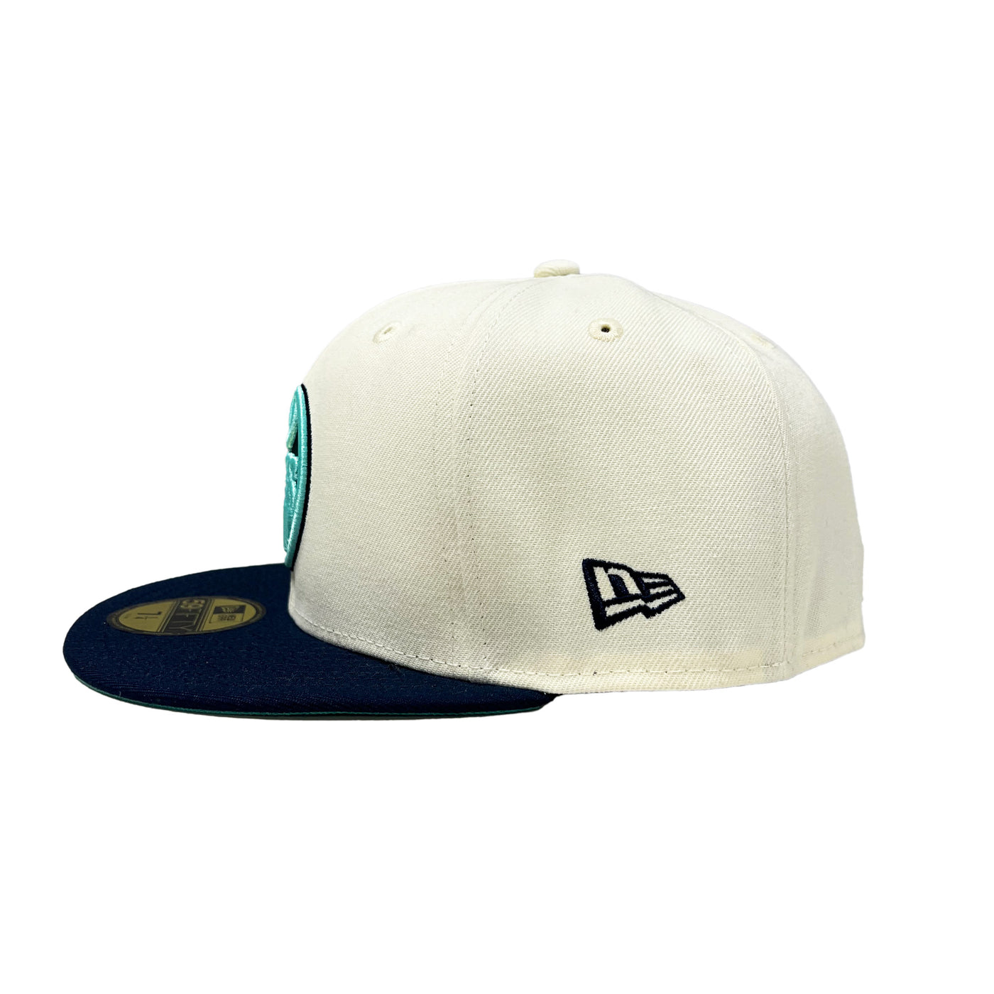 Edmonton Oilers New Era Cream & Blue Chrome Oceanside 59FIFTY