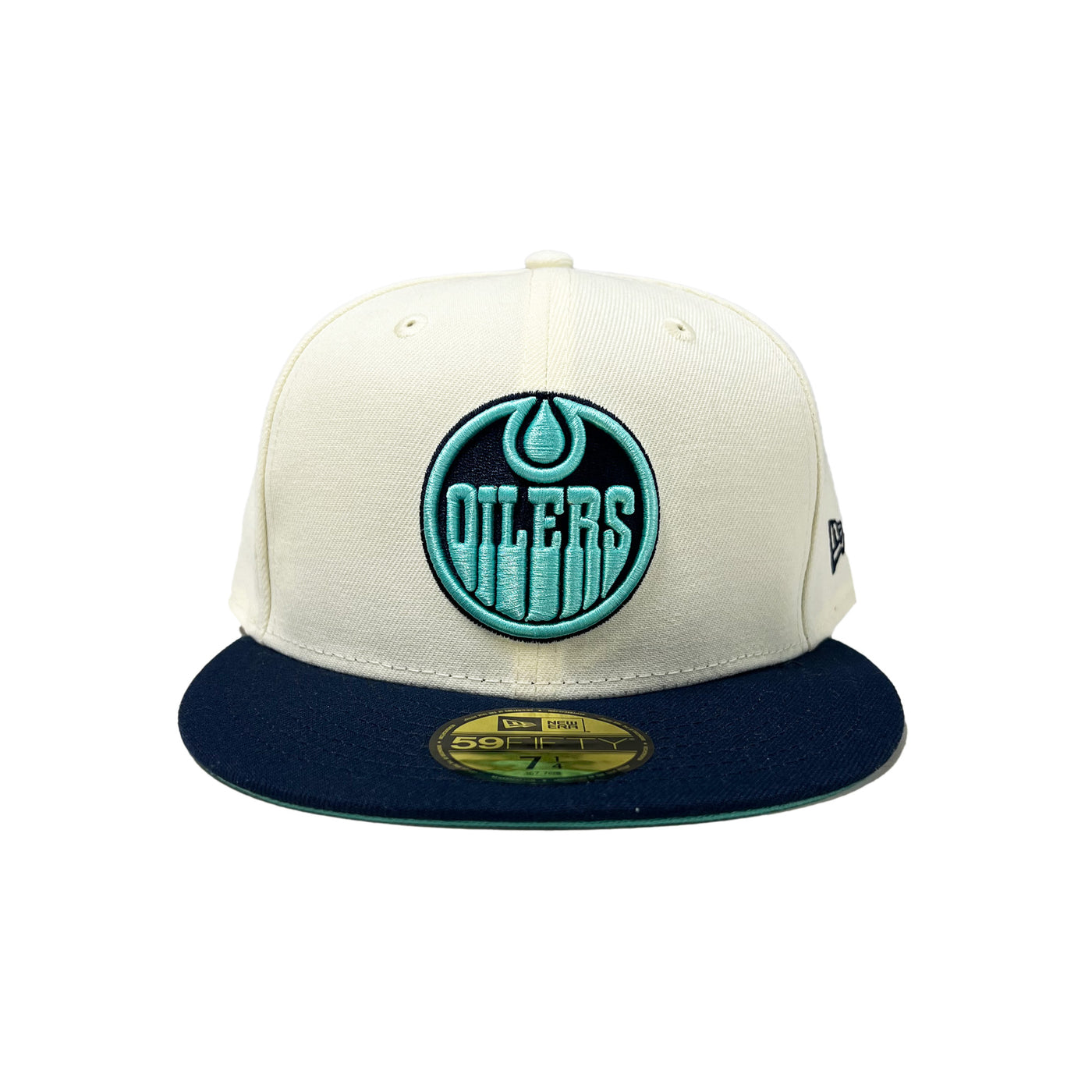 Edmonton Oilers New Era Cream & Blue Chrome Oceanside 59FIFTY