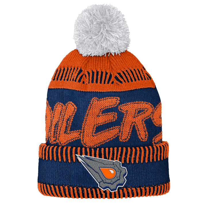 Edmonton Oilers Youth Outerstuff Reverse Retro Script Cuffed Pom Knit