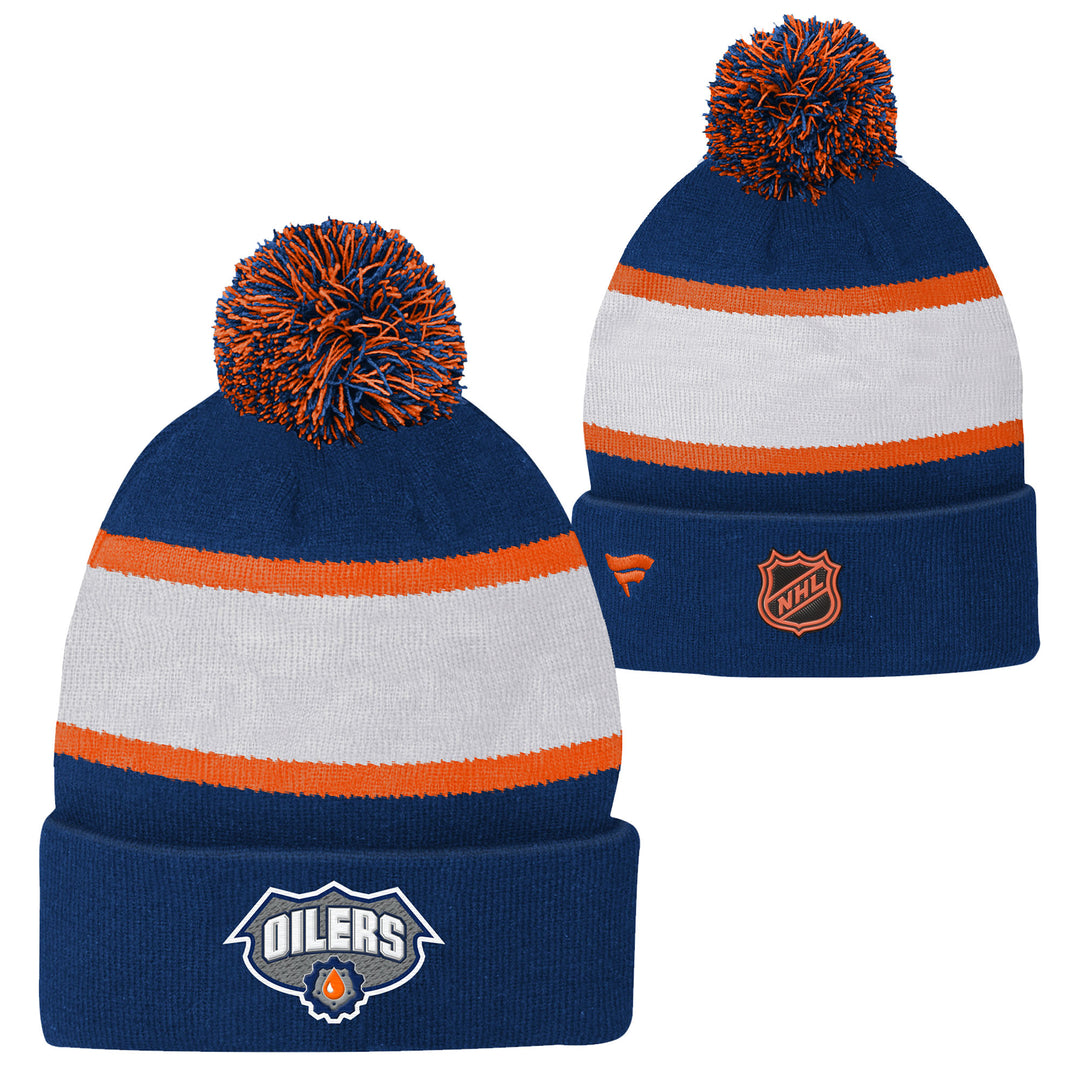 Edmonton Oilers Youth Outerstuff Reverse Retro Cuffed Pom Knit